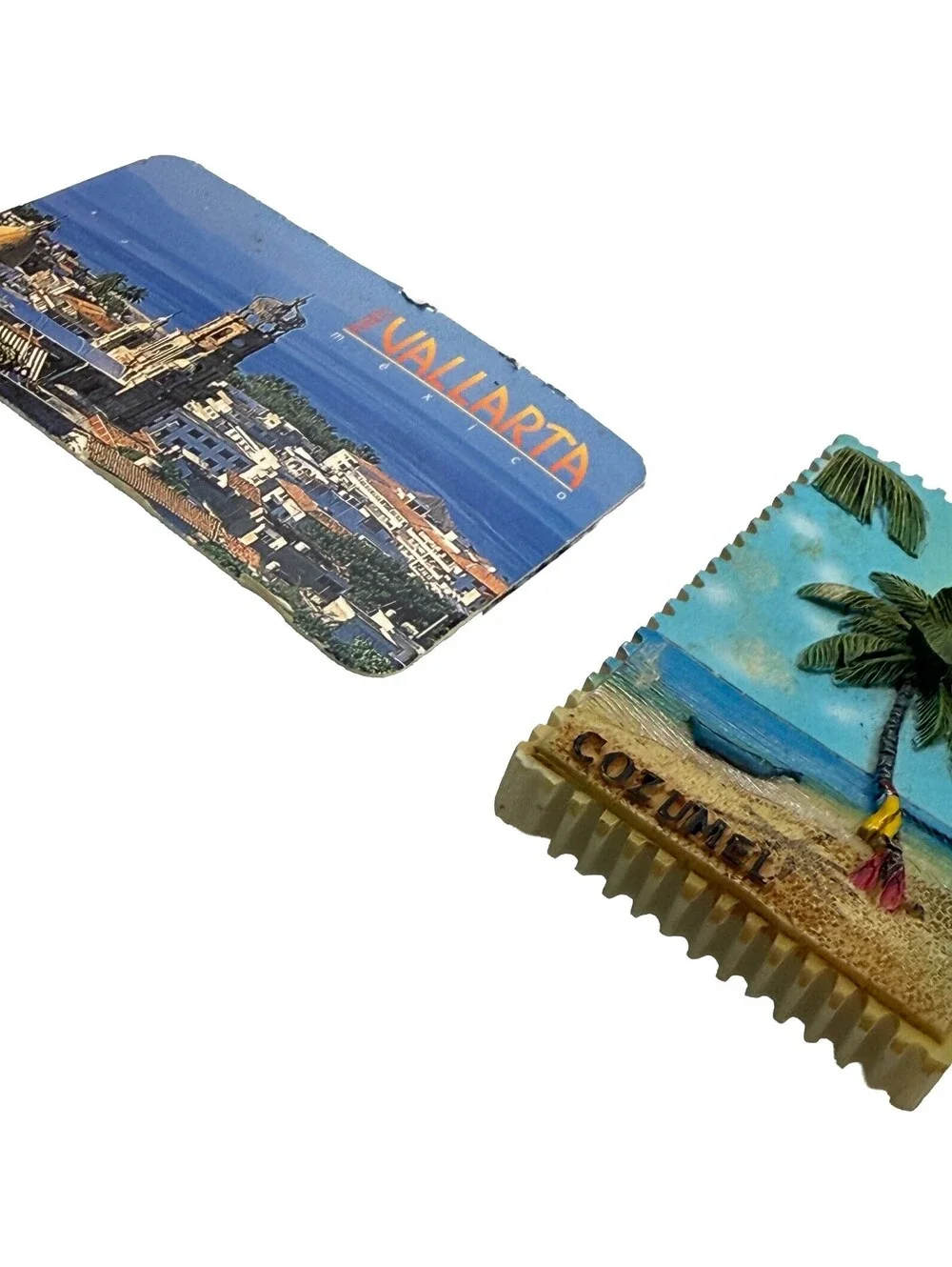 2 pc Lot Vintage Mexico Magnets Cozumel & Puerto Vallarta Mexico Travel Souvenir